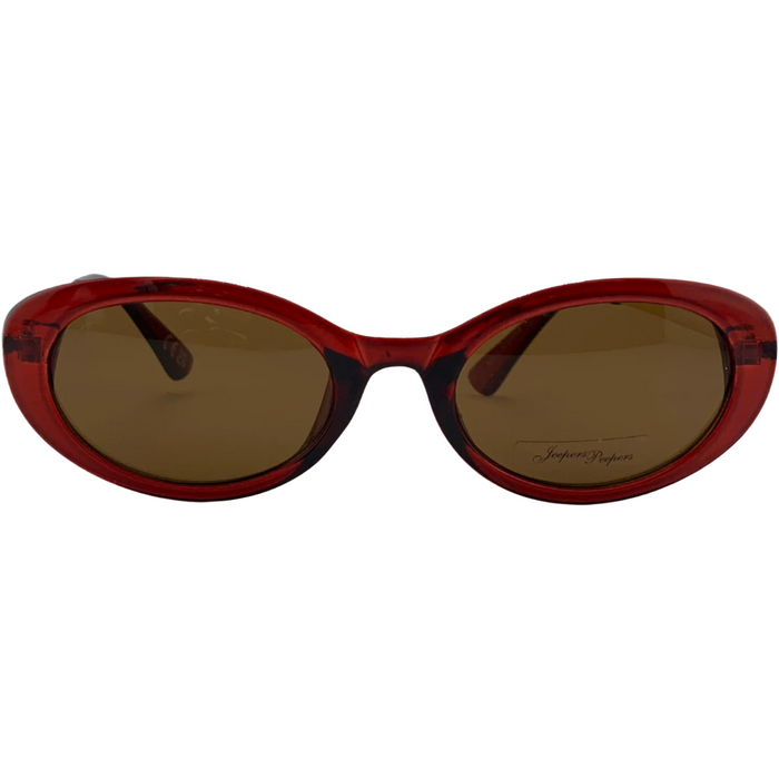 RED OVAL FRAME WITH BROWN LENSES