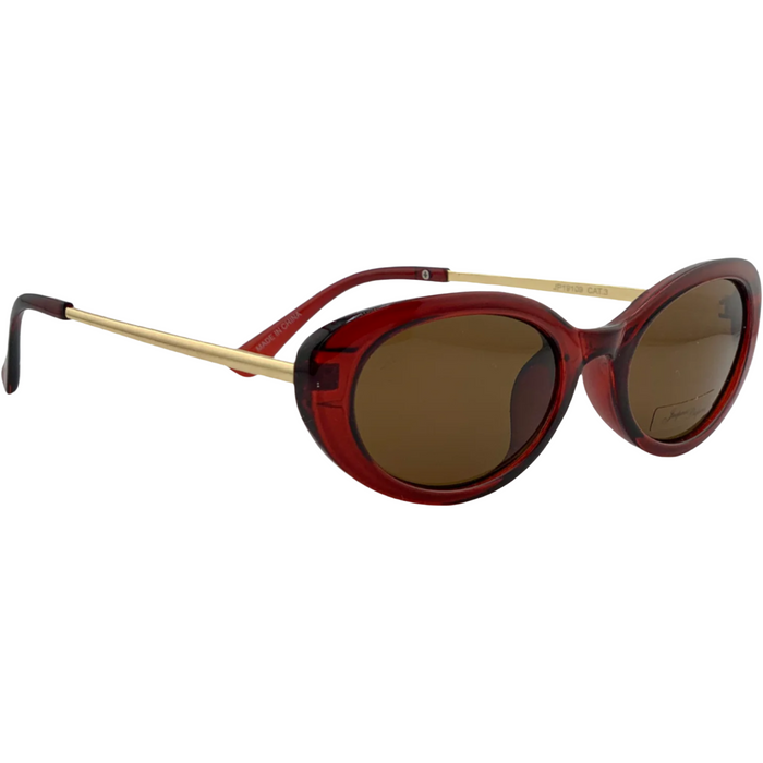 RED OVAL FRAME WITH BROWN LENSES