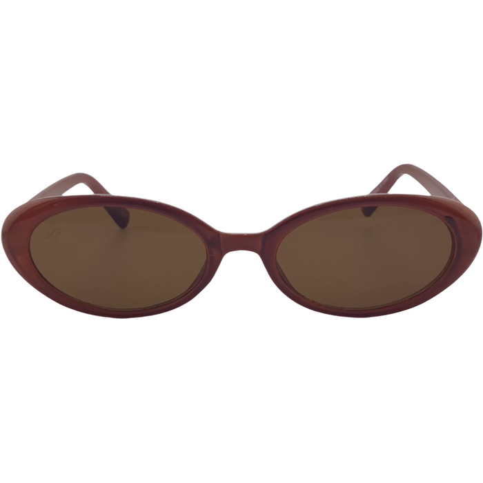 BROWN OVAL FRAME WITH BROWN LENSES
