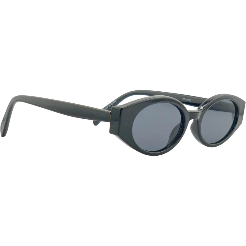 BLACK OVAL FRAME WITH GREY LENSES