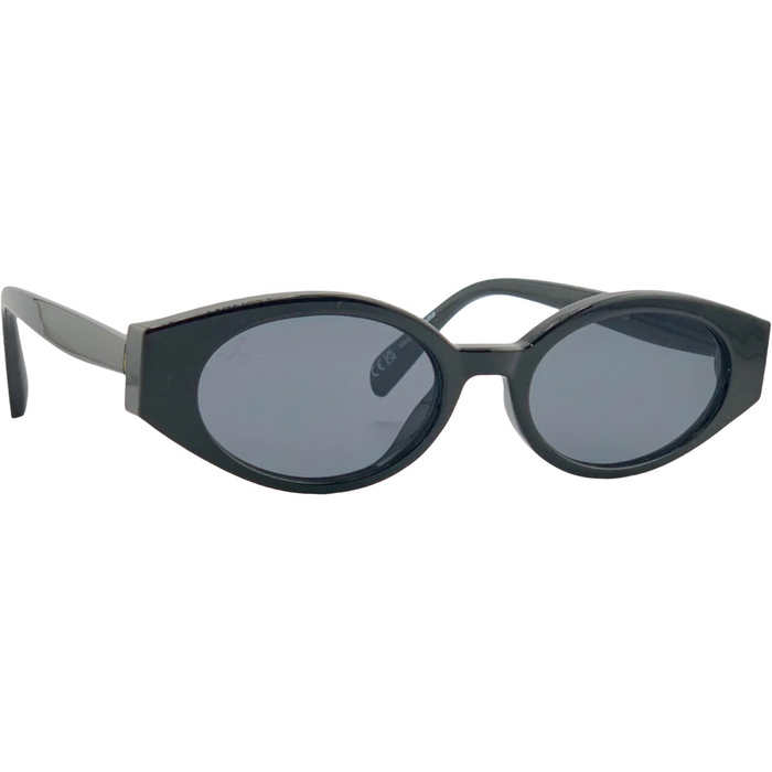 BLACK OVAL FRAME WITH GREY LENSES
