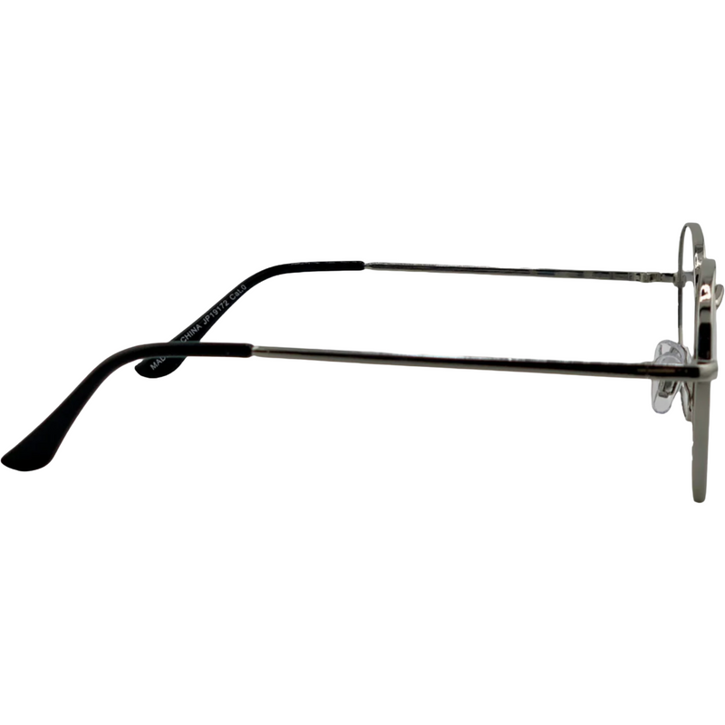 SILVER ROUND METAL FRAME WITH CLEAR BLUE LIGHT LENSES