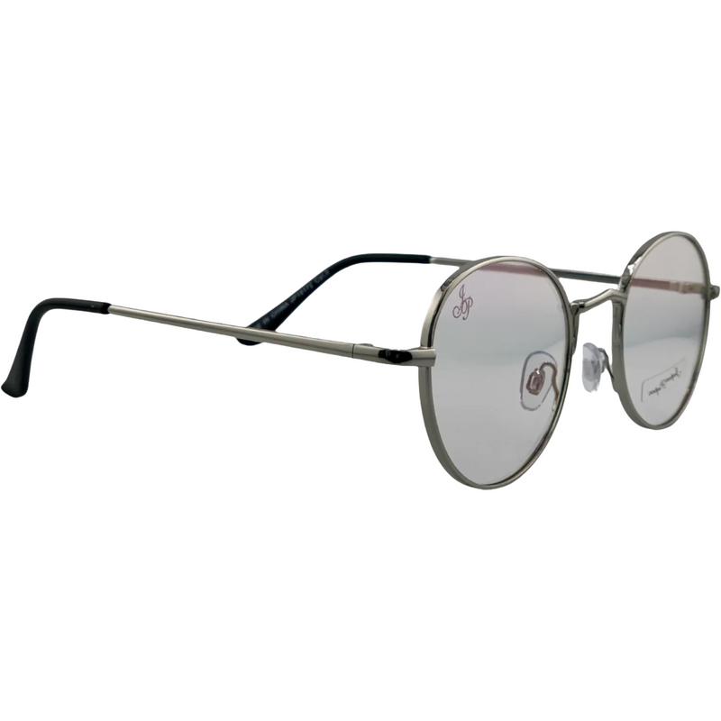 SILVER ROUND METAL FRAME WITH CLEAR BLUE LIGHT LENSES