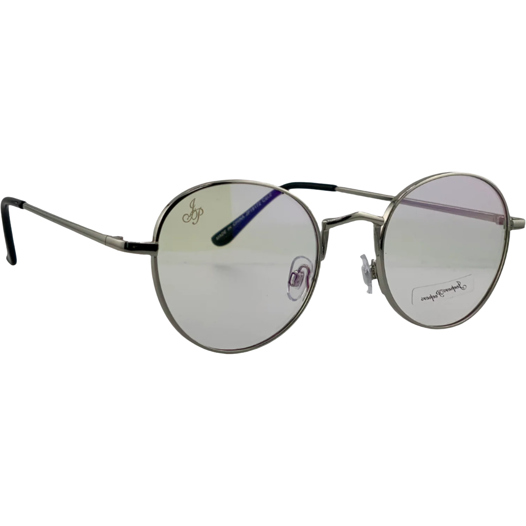 SILVER ROUND METAL FRAME WITH CLEAR BLUE LIGHT LENSES