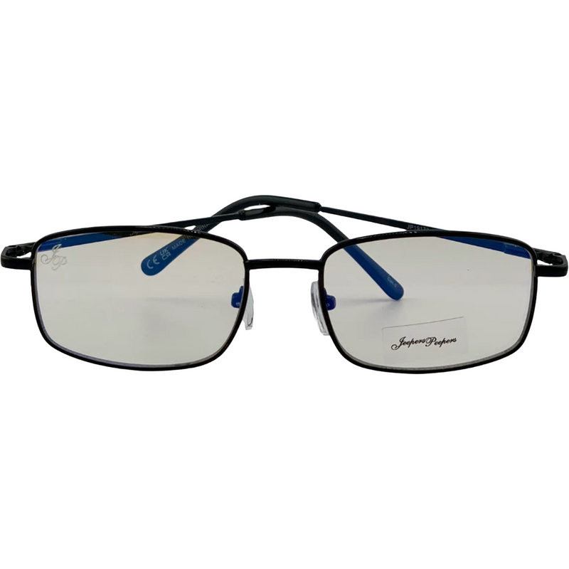 BLACK RECTANGLE FRAME WITH CLEAR BLUE LIGHT LENSES