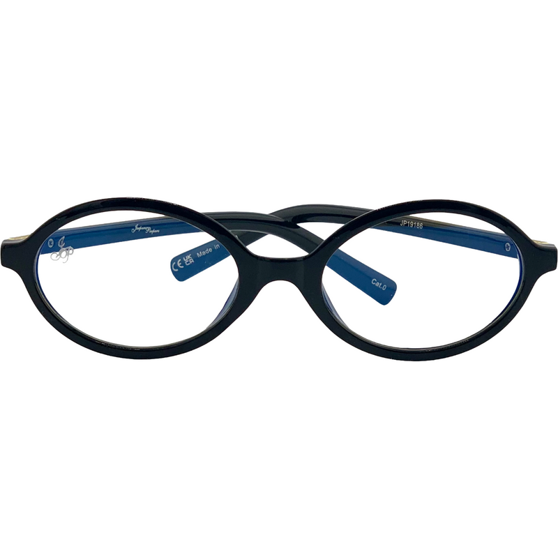 BLACK OVAL FRAME WITH BLUE LIGHT LENSES