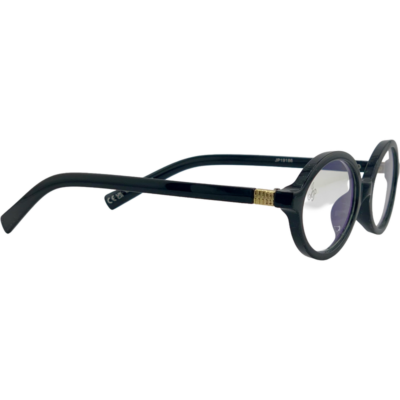 BLACK OVAL FRAME WITH BLUE LIGHT LENSES