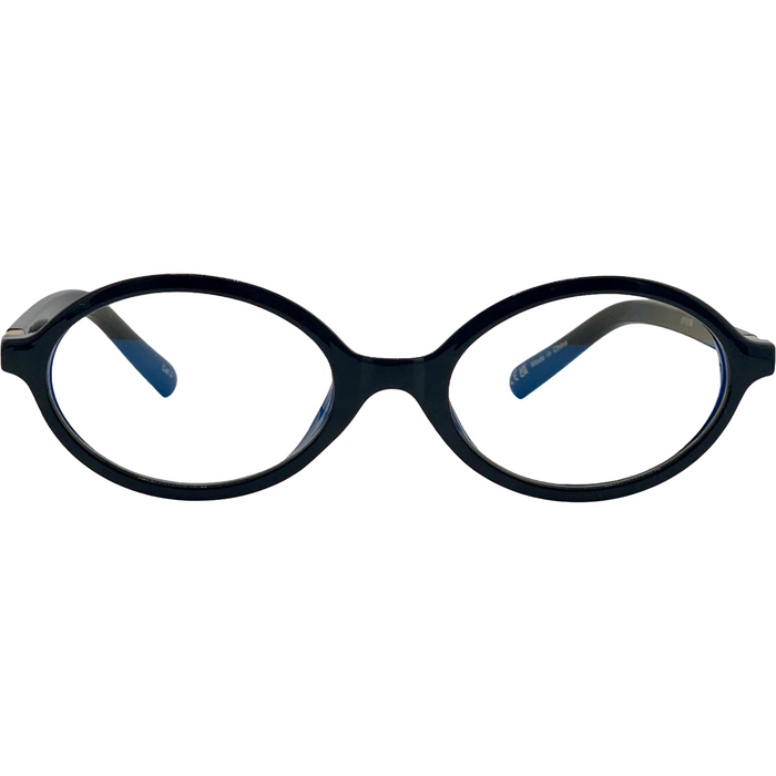 BLACK OVAL FRAME WITH BLUE LIGHT LENSES