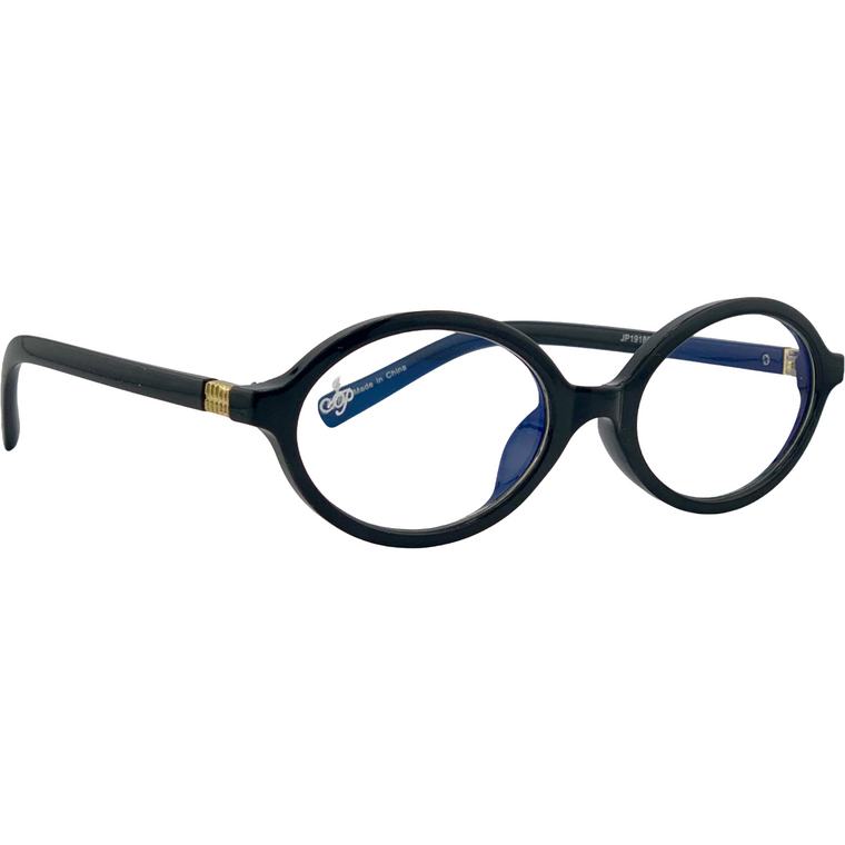 BLACK OVAL FRAME WITH BLUE LIGHT LENSES