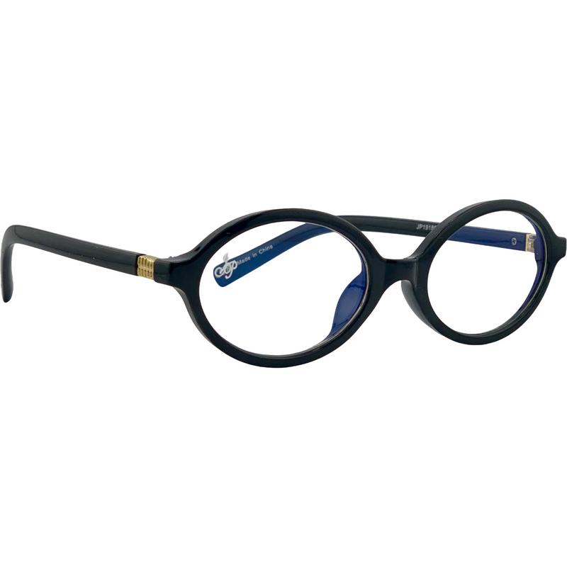 BLACK OVAL FRAME WITH BLUE LIGHT LENSES