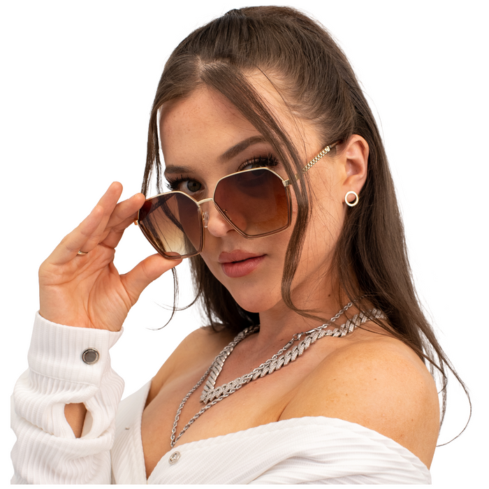 OVERSIZED HEXAGON SHAPE IN BROWN