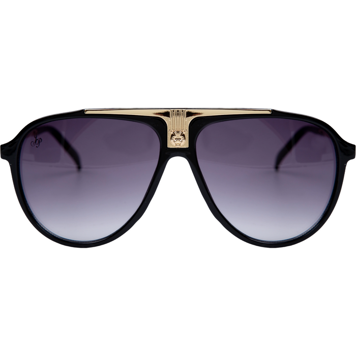 BLACK ROUND FRAME WITH PURPLE LENSES