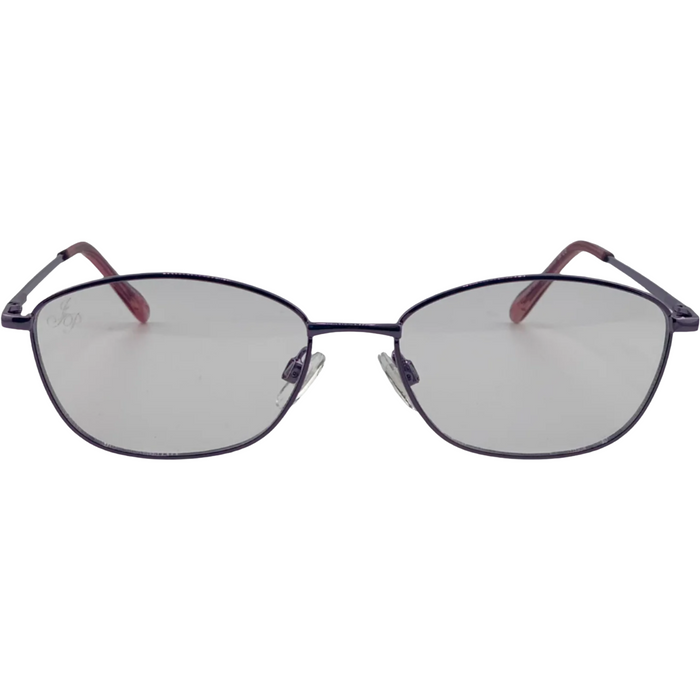 PURPLE METAL OVAL FRAME WITH CLEAR BLUE LIGHT LENSES