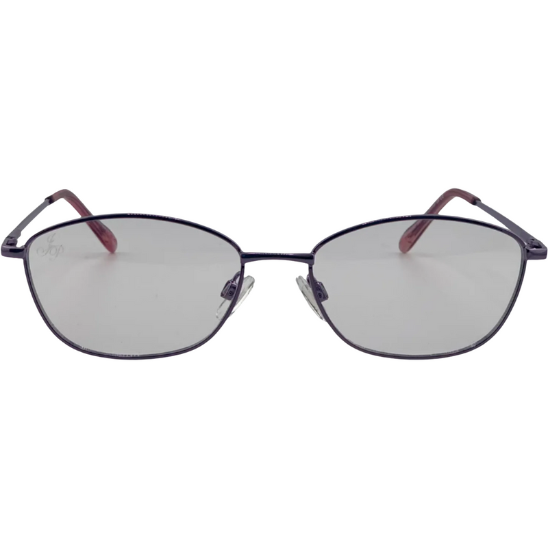 PURPLE METAL OVAL FRAME WITH CLEAR BLUE LIGHT LENSES