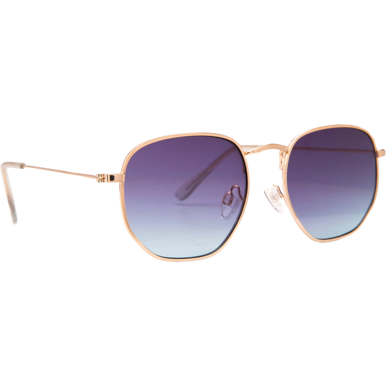 GOLD ROUND METAL FRAMES WITH BLUE LENSES