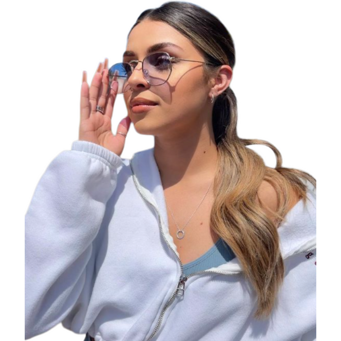 HEXAGON STYLE IN GOLD WITH BLUE LENSES