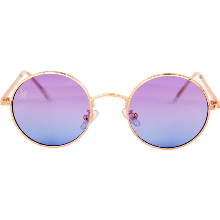 GOLD ROUND FRAME WITH PURPLE GRADIENT LENSES