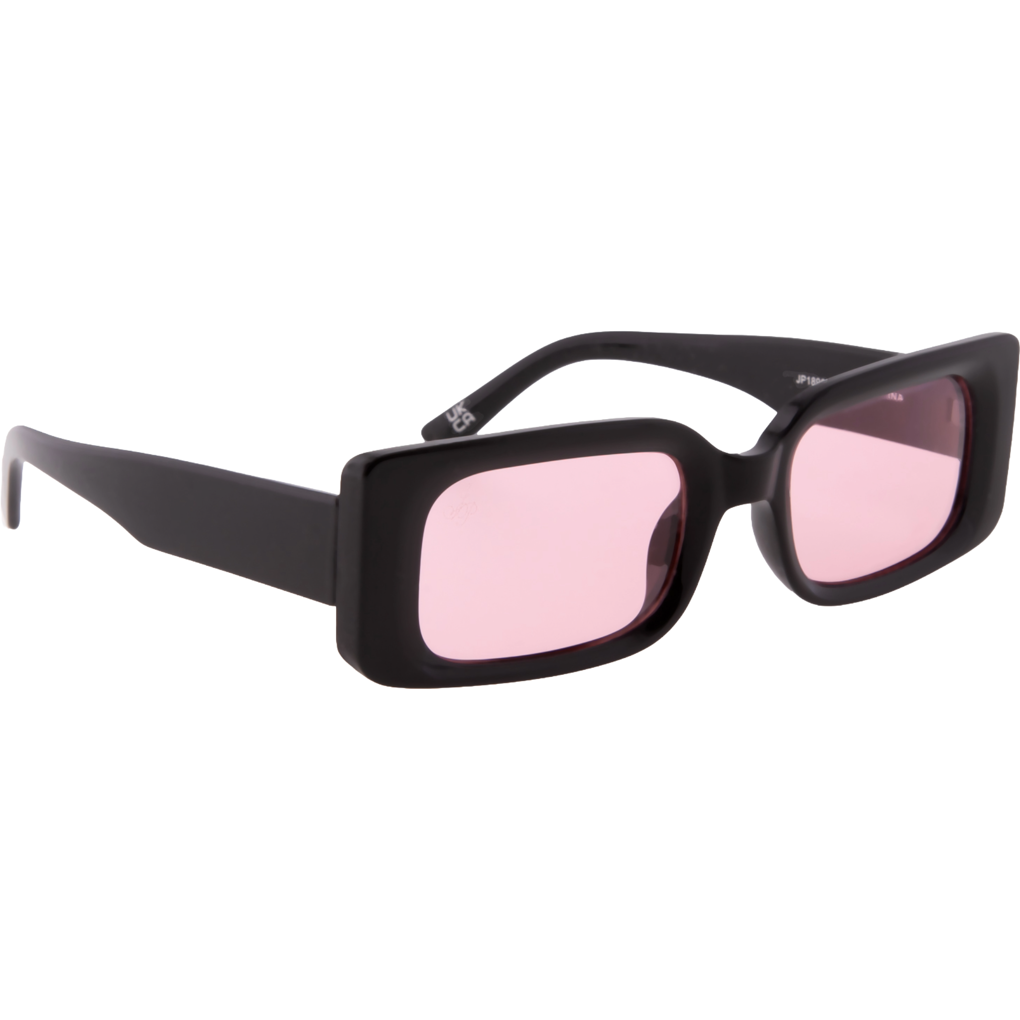 BLACK RECTANGLE FRAMES WITH PINK LENSES