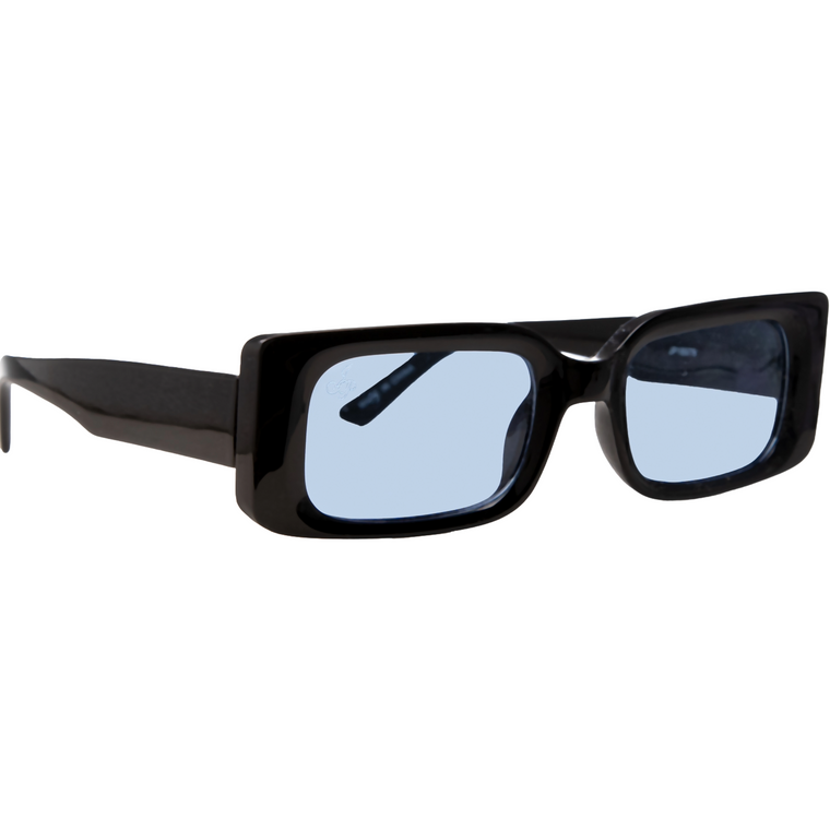 BLACK RECTANGLE FRAME WITH BLUE LENSES