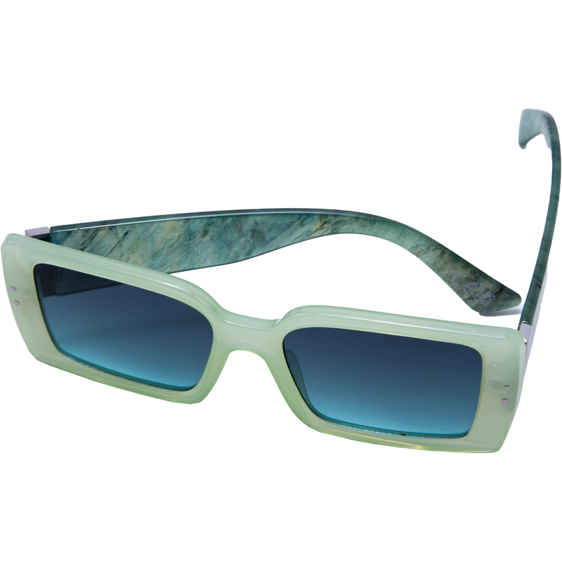 GREEN SQUARE FRAME WITH PRINTED TEMPLES