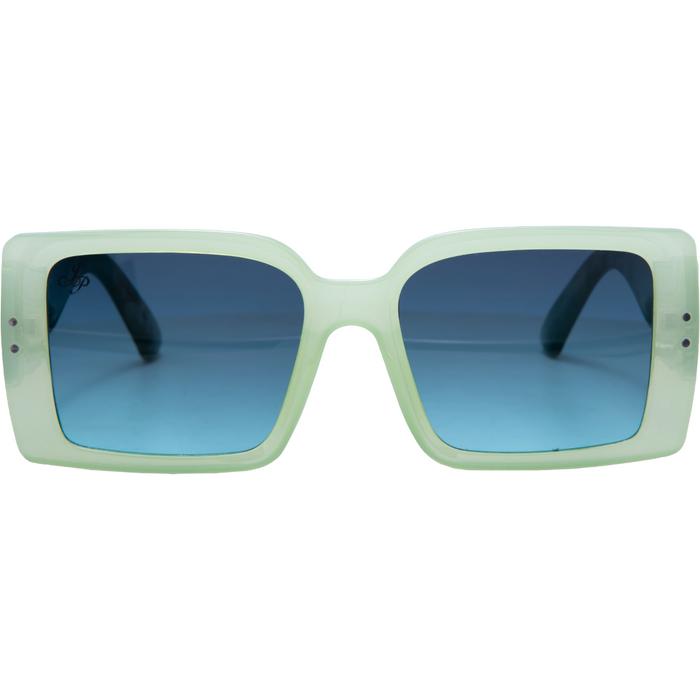 GREEN SQUARE FRAME WITH PRINTED TEMPLES