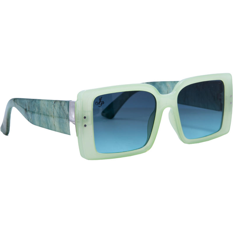 GREEN SQUARE FRAME WITH PRINTED TEMPLES