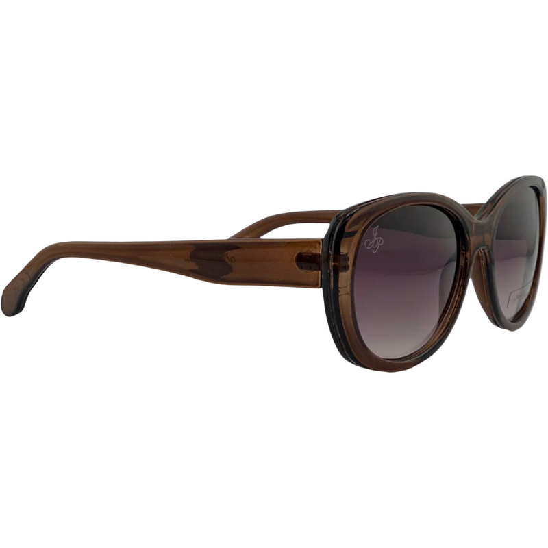 BROWN OVAL FRAME WITH PURPLE GRAD LENSES