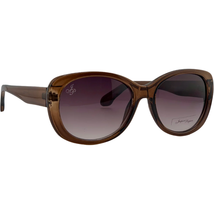 BROWN OVAL FRAME WITH PURPLE GRAD LENSES