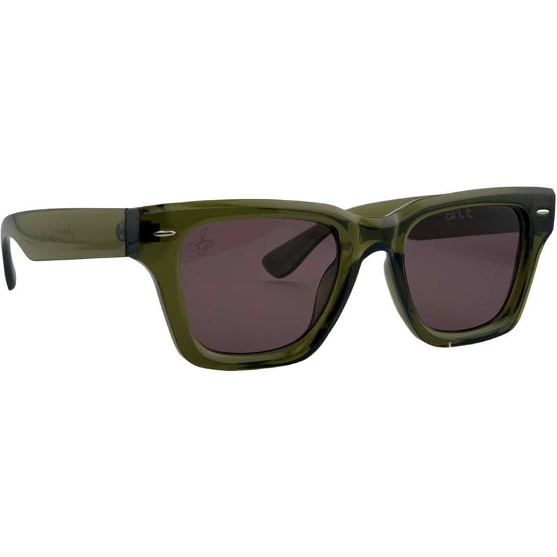 OLIVE SQUARE FRAMES WITH DARK LENSES