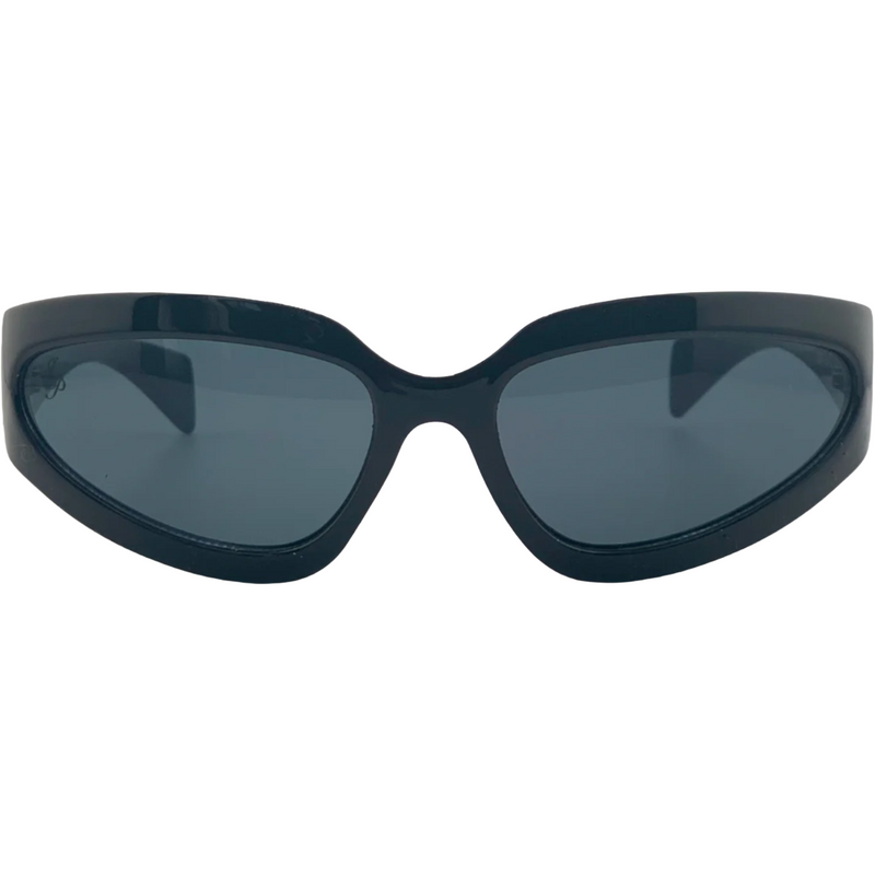 BLACK VISOR FRAME WITH BLACK LENSES