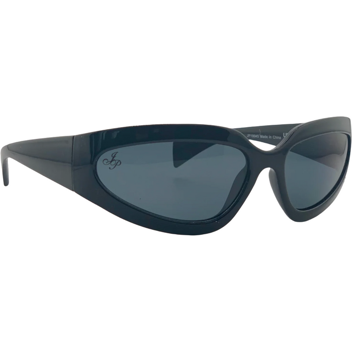 BLACK VISOR FRAME WITH BLACK LENSES