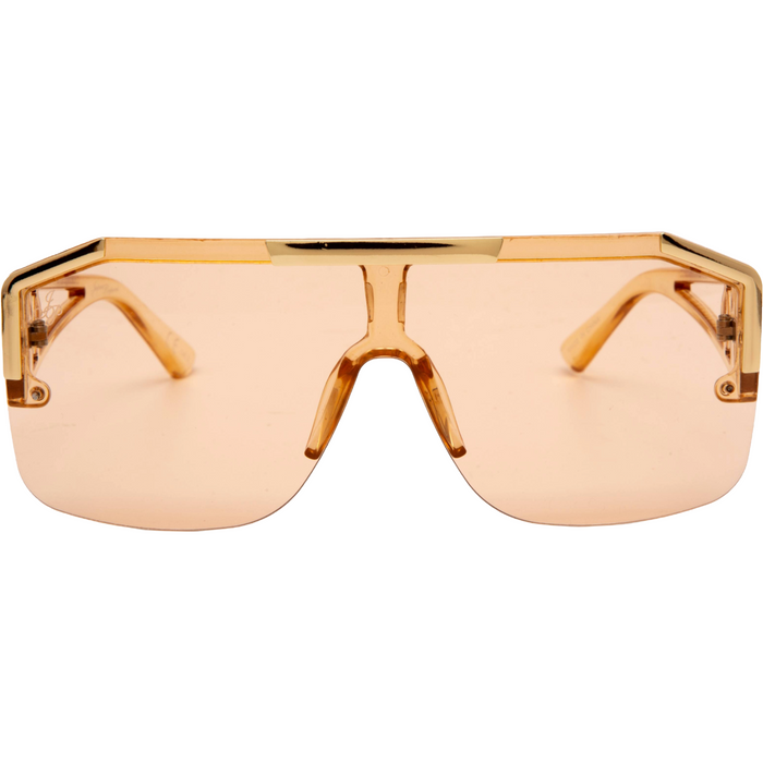 LARGE SQUARE VISOR IN BEIGE AND GOLD