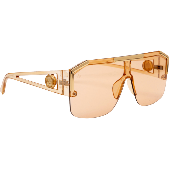 LARGE SQUARE VISOR IN BEIGE AND GOLD