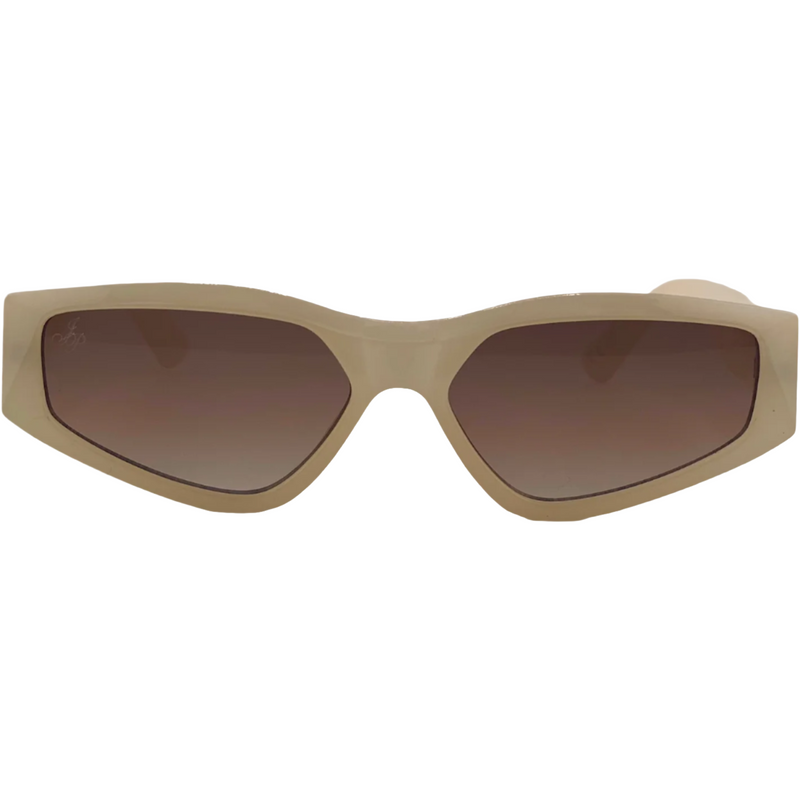 CREAM OVAL FRAME WITH BROWN LENSES