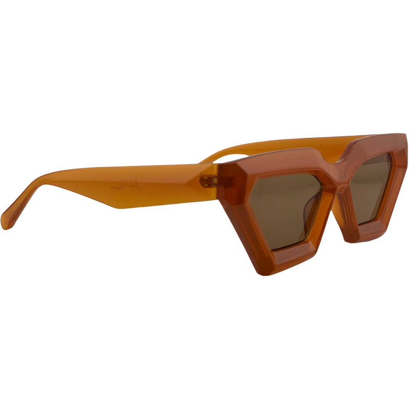 ORANGE CAT EYE FRAME WITH BROWN LENSES