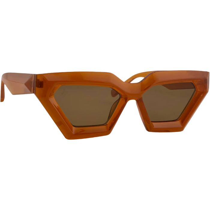 ORANGE CAT EYE FRAME WITH BROWN LENSES
