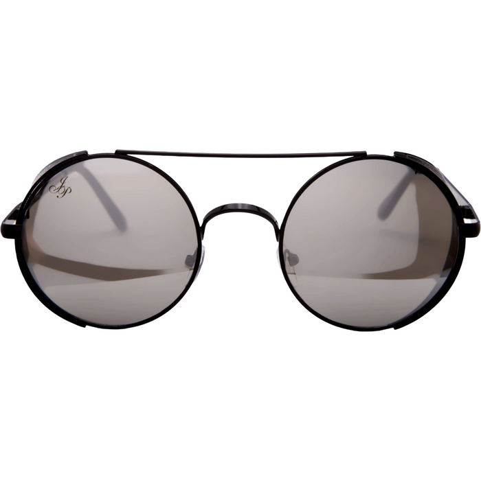 BLACK ROUND FRAME WITH MIRROR LENSES