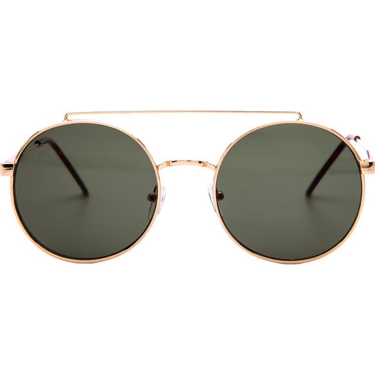 ROUND GOLD FRAME WITH GREEN LENSES