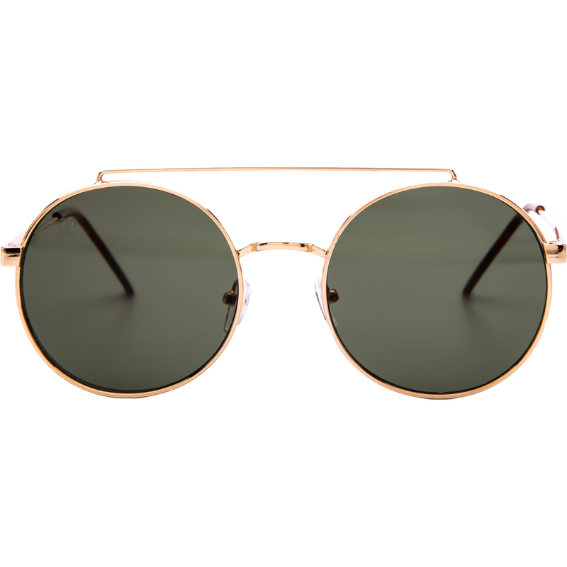 ROUND GOLD FRAME WITH GREEN LENSES