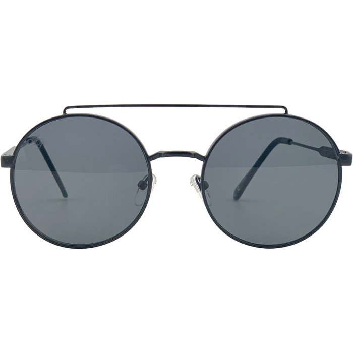 BLACK ROUND FRAME WITH GREY LENSES