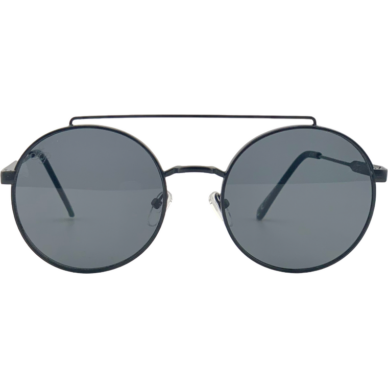 BLACK ROUND FRAME WITH GREY LENSES