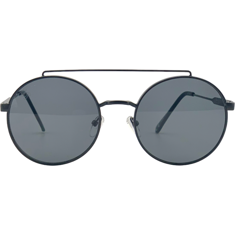 BLACK ROUND FRAME WITH GREY LENSES