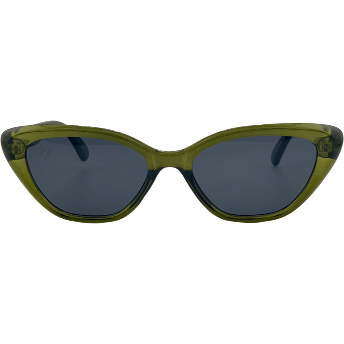 OLIVE CAT EYE FRAME WITH GREY LENSES