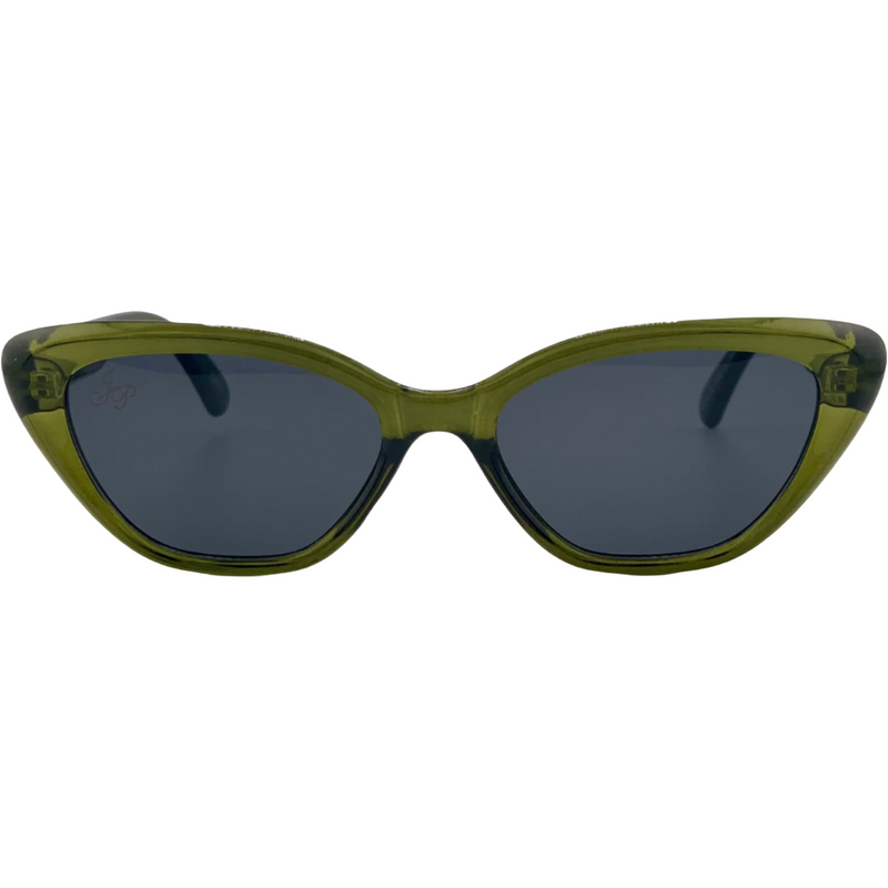 OLIVE CAT EYE FRAME WITH GREY LENSES