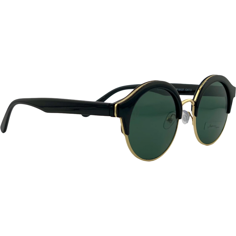 BLACK/GOLD ROUND FRAME WITH GREEN LENSES