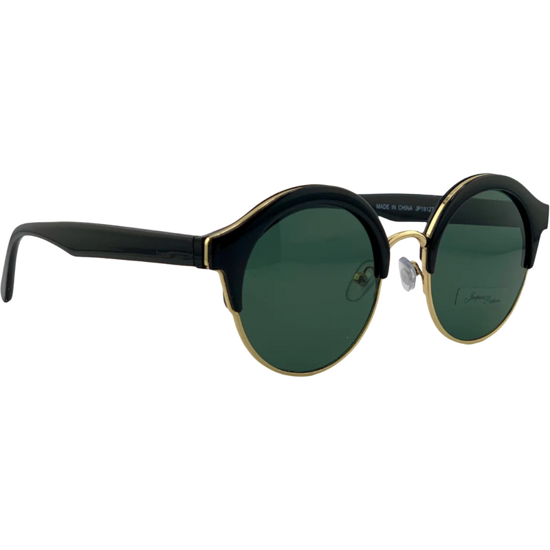 BLACK/GOLD ROUND FRAME WITH GREEN LENSES