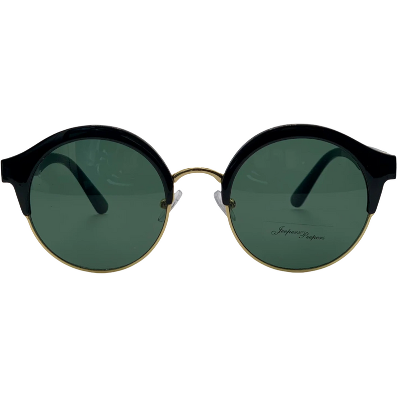 BLACK/GOLD ROUND FRAME WITH GREEN LENSES