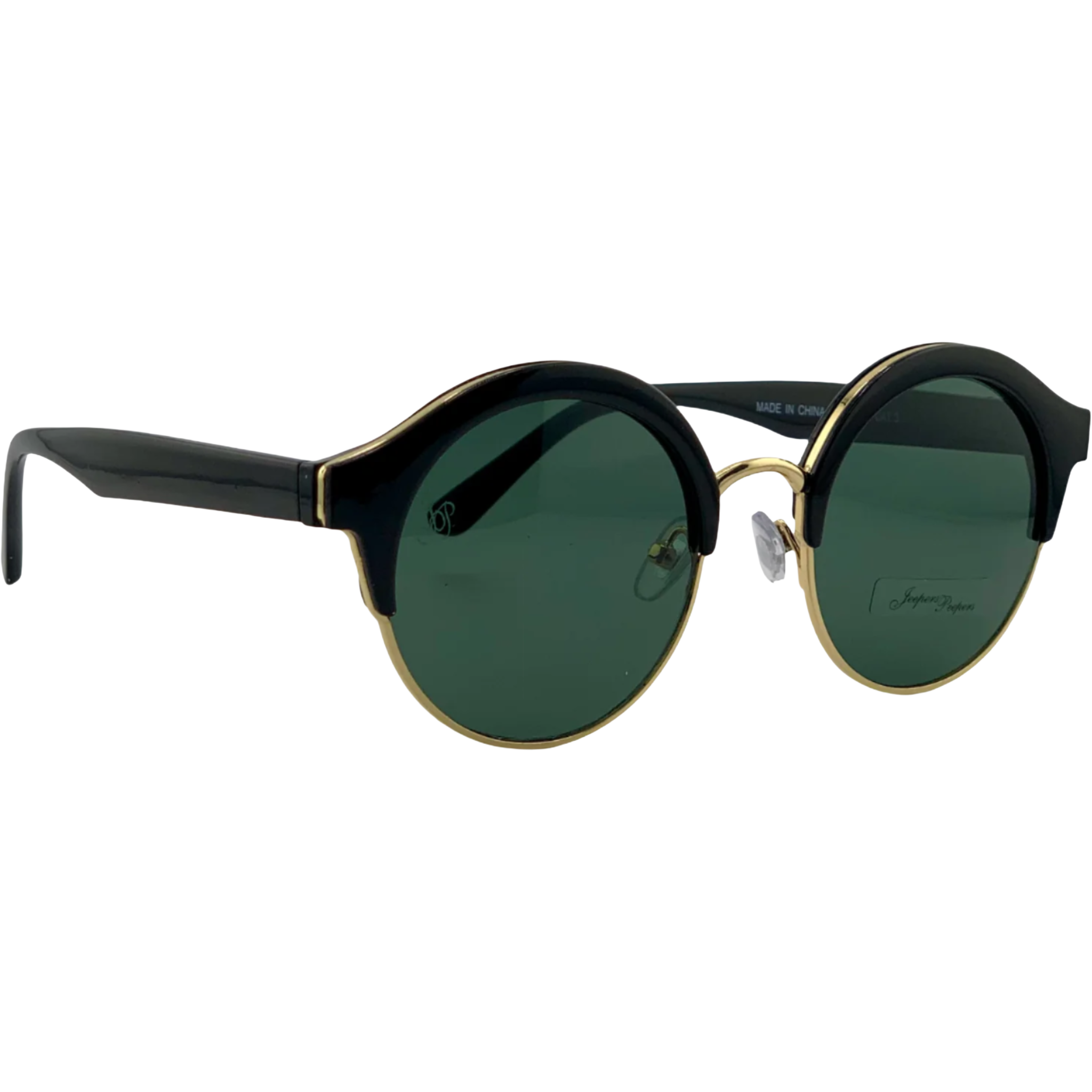 BLACK/GOLD ROUND FRAME WITH GREEN LENSES