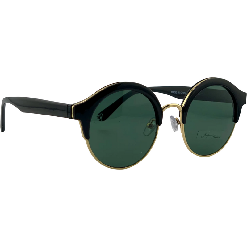 BLACK/GOLD ROUND FRAME WITH GREEN LENSES