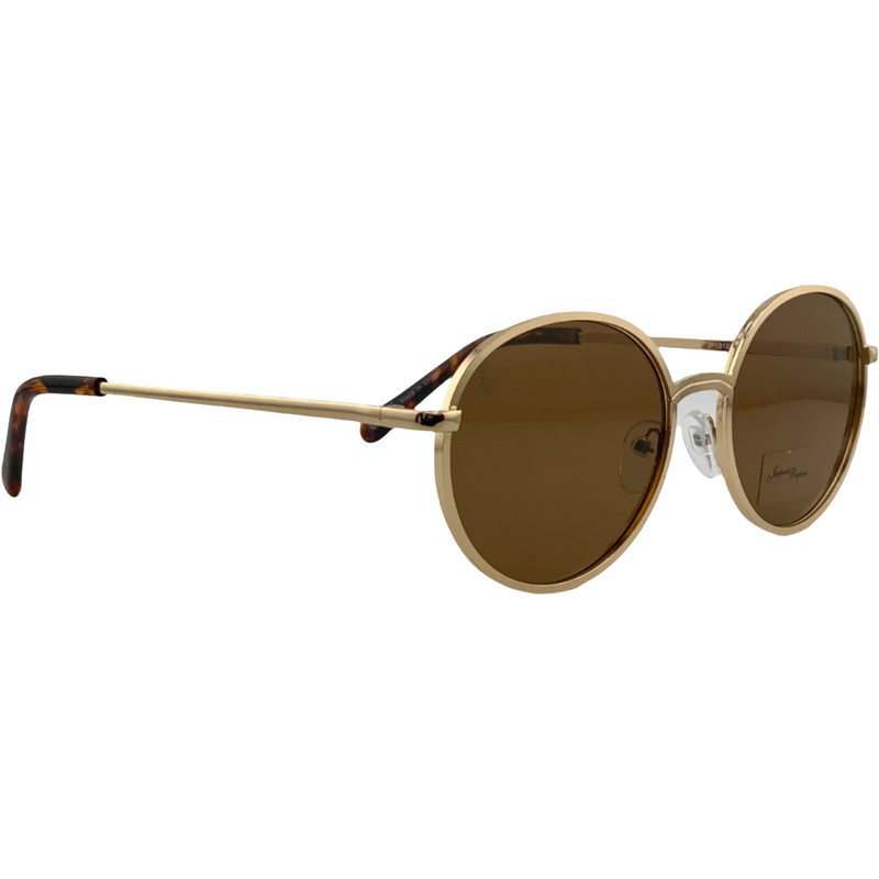 GOLD ROUND FRAME WITH BROWN LENSES